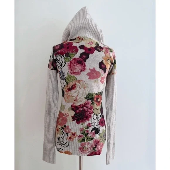 Anthropologie Moth Hothouse Floral Zip-up Hoodie Wool Cardigan Sweater Jacket XS - Picture 7 of 9
